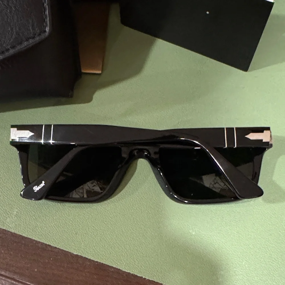 Persol Black Leather Case with Embossed Logo